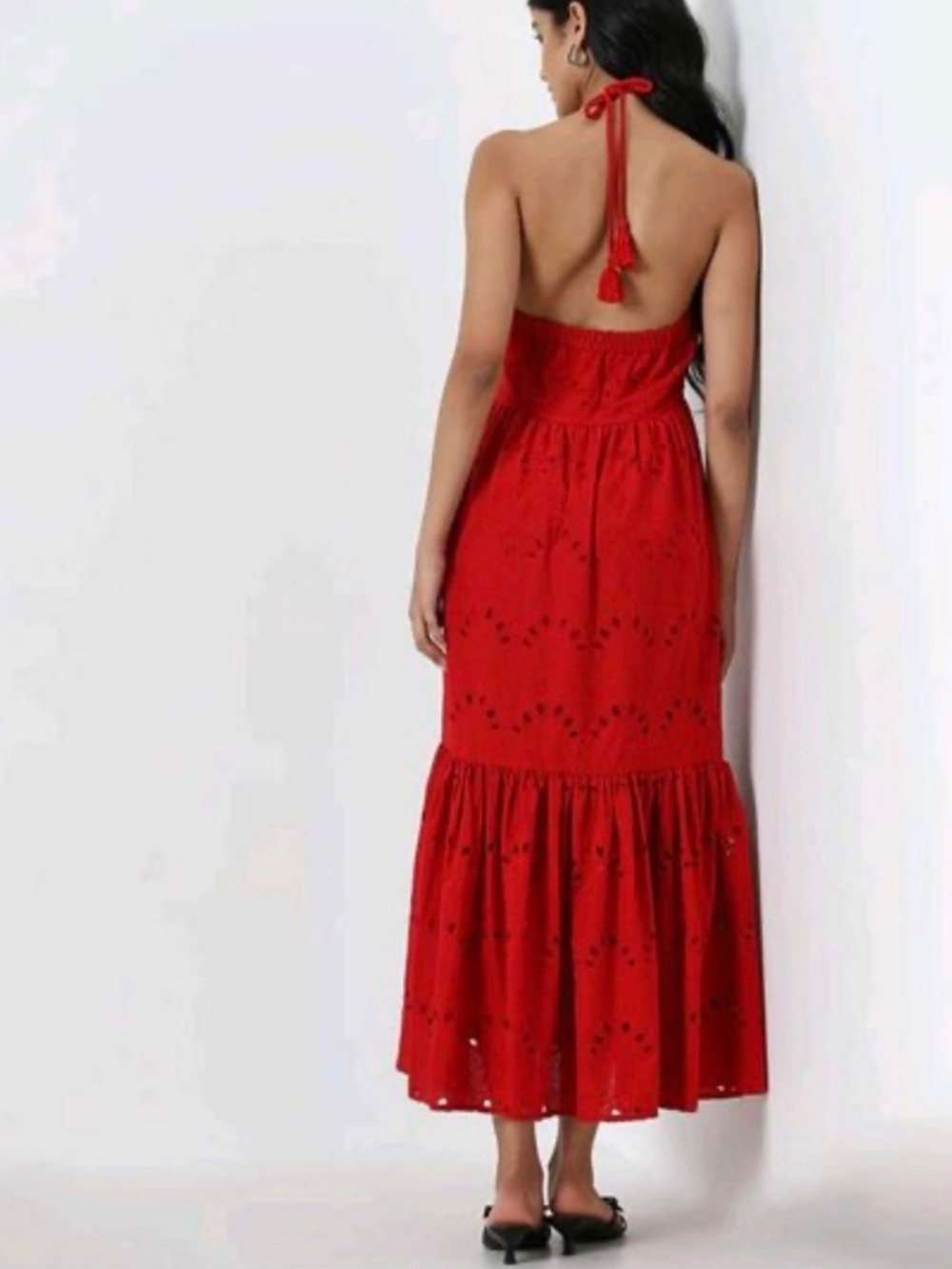 Vacation Summer maxi dress open back strapless 100% cotton size M